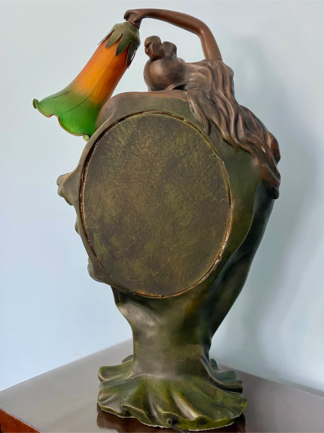 Vintage Art Nouveau Lady Figural Table Lamp with Mirror - photo 5