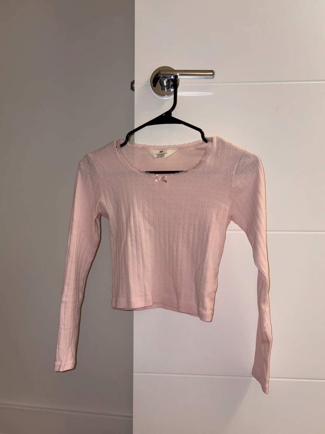 H&M Pink Ribbed Long Sleeve Top