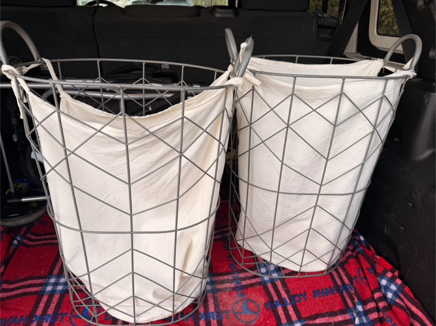 Set of 2 Wire Framed Laundry Hampers with Canvas Liners