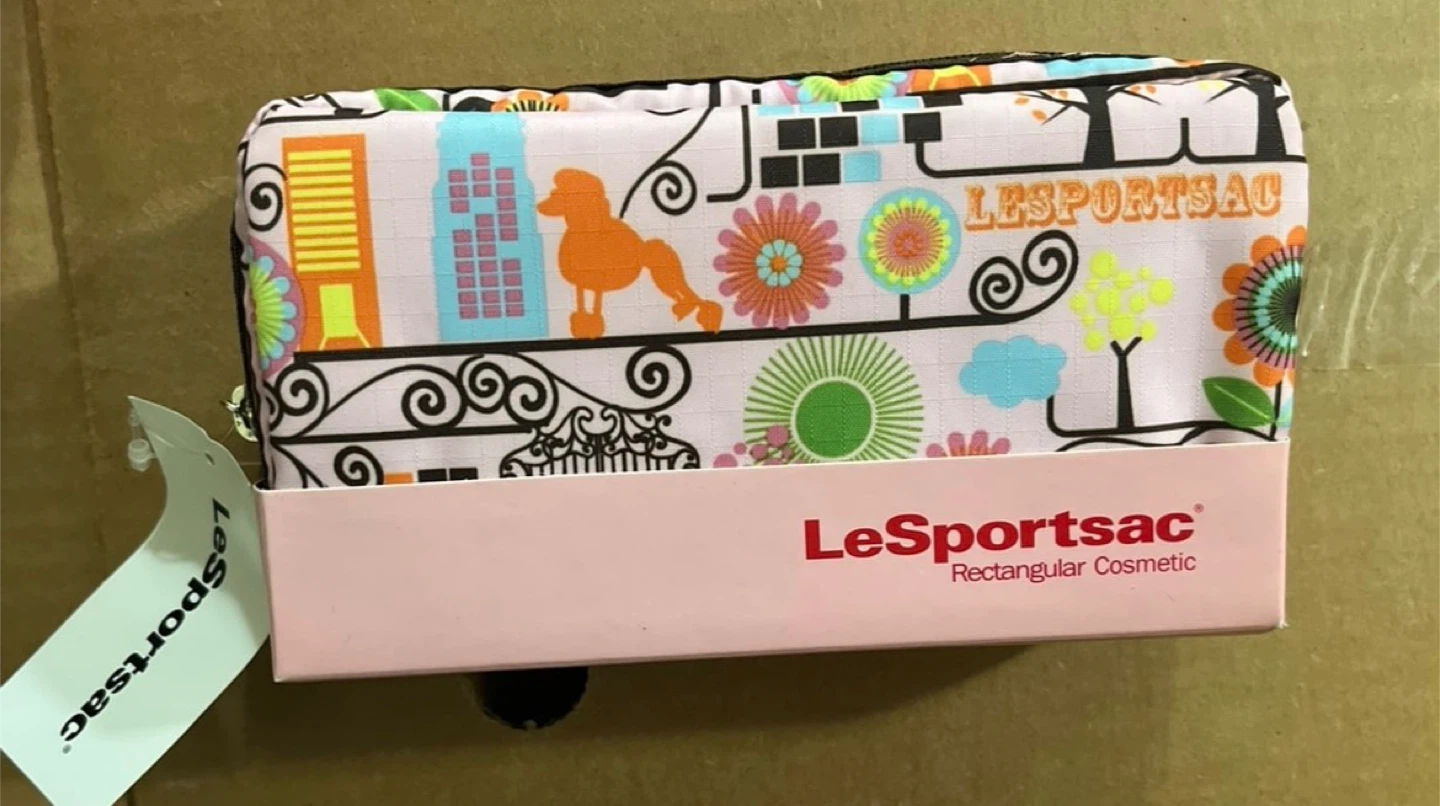 🏆2007 LeSportsac Poodle Park Rectangular Cosmetic