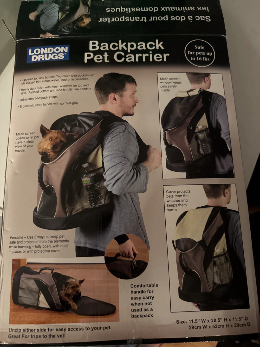London Drugs Backpack Pet Carrier