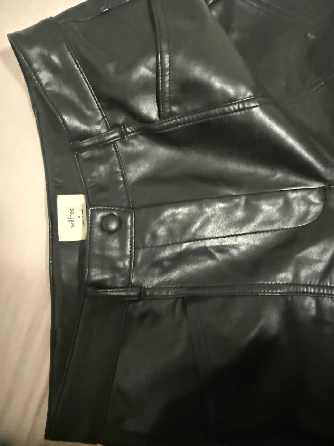 Wilfred Black Faux Leather Pants Size 4