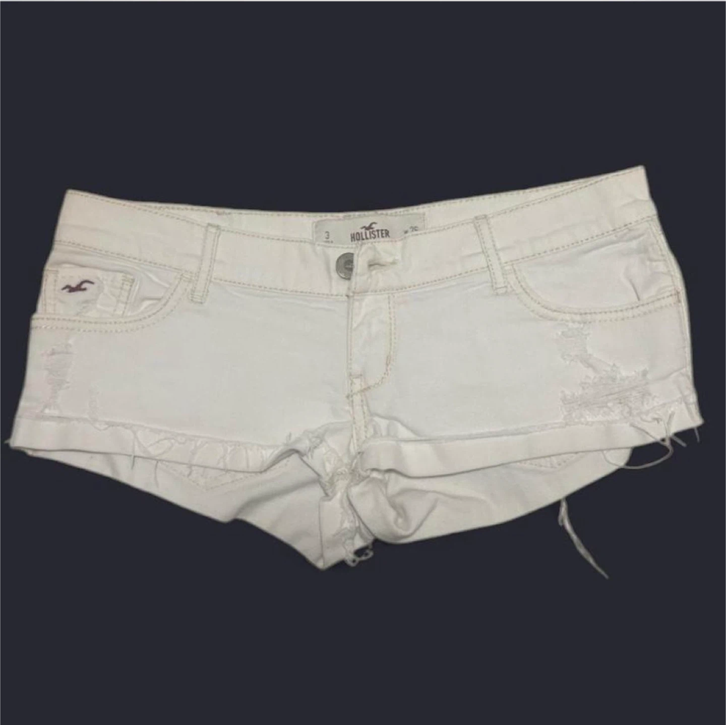 Hollister White low rise micro Shorts Size 3