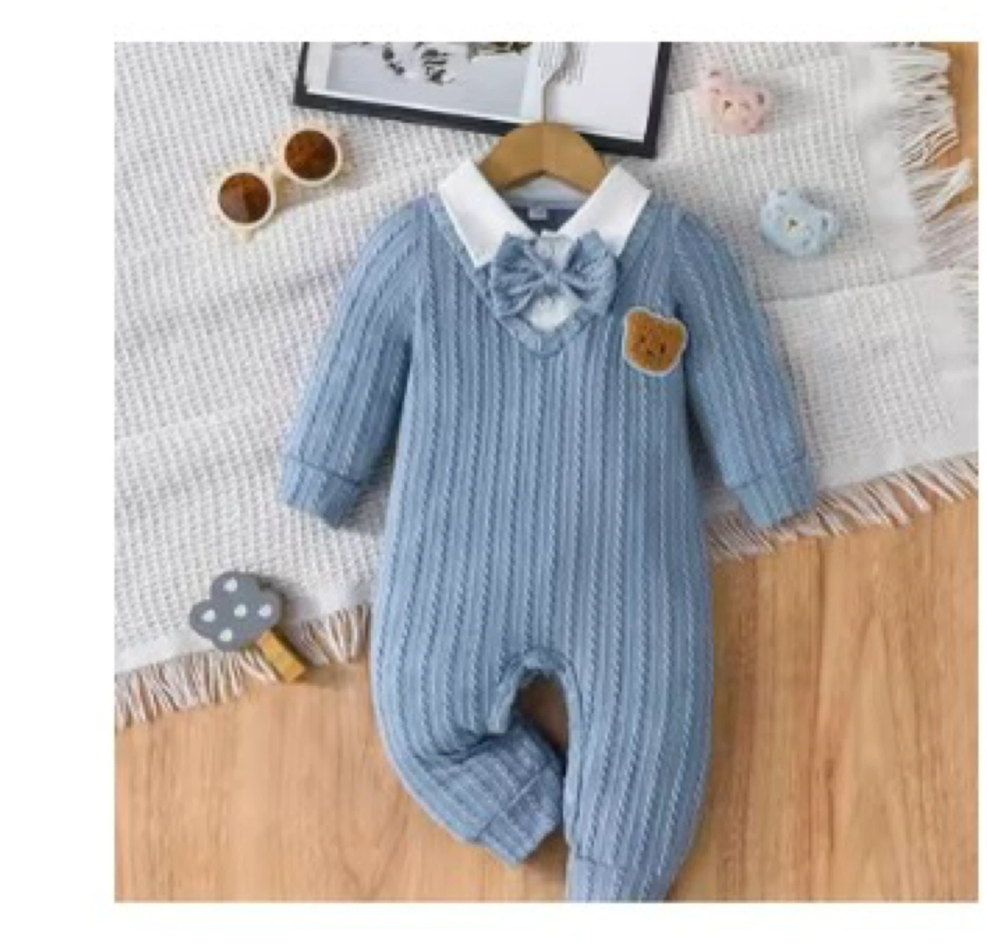 Blue Baby Bunting with Bear