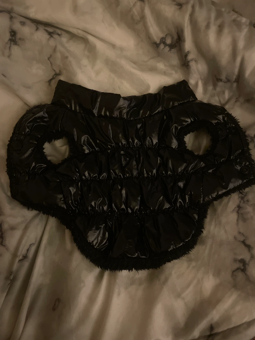 Black Puffer Dog Vest with Fur Trim inside (🏆) - photo 4