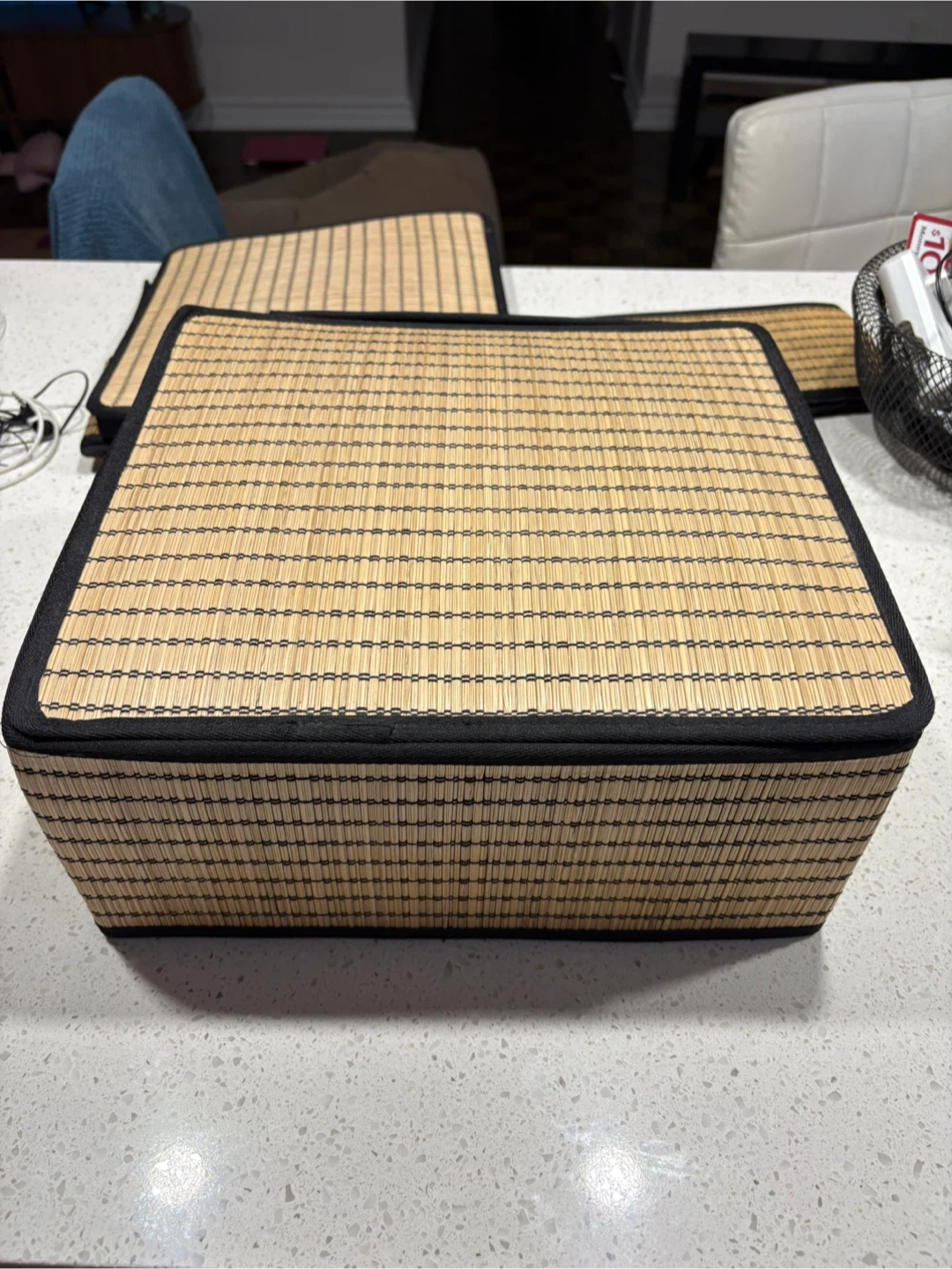 2 box Ikea Bamboo Storage Basket with Lid”🏆”
