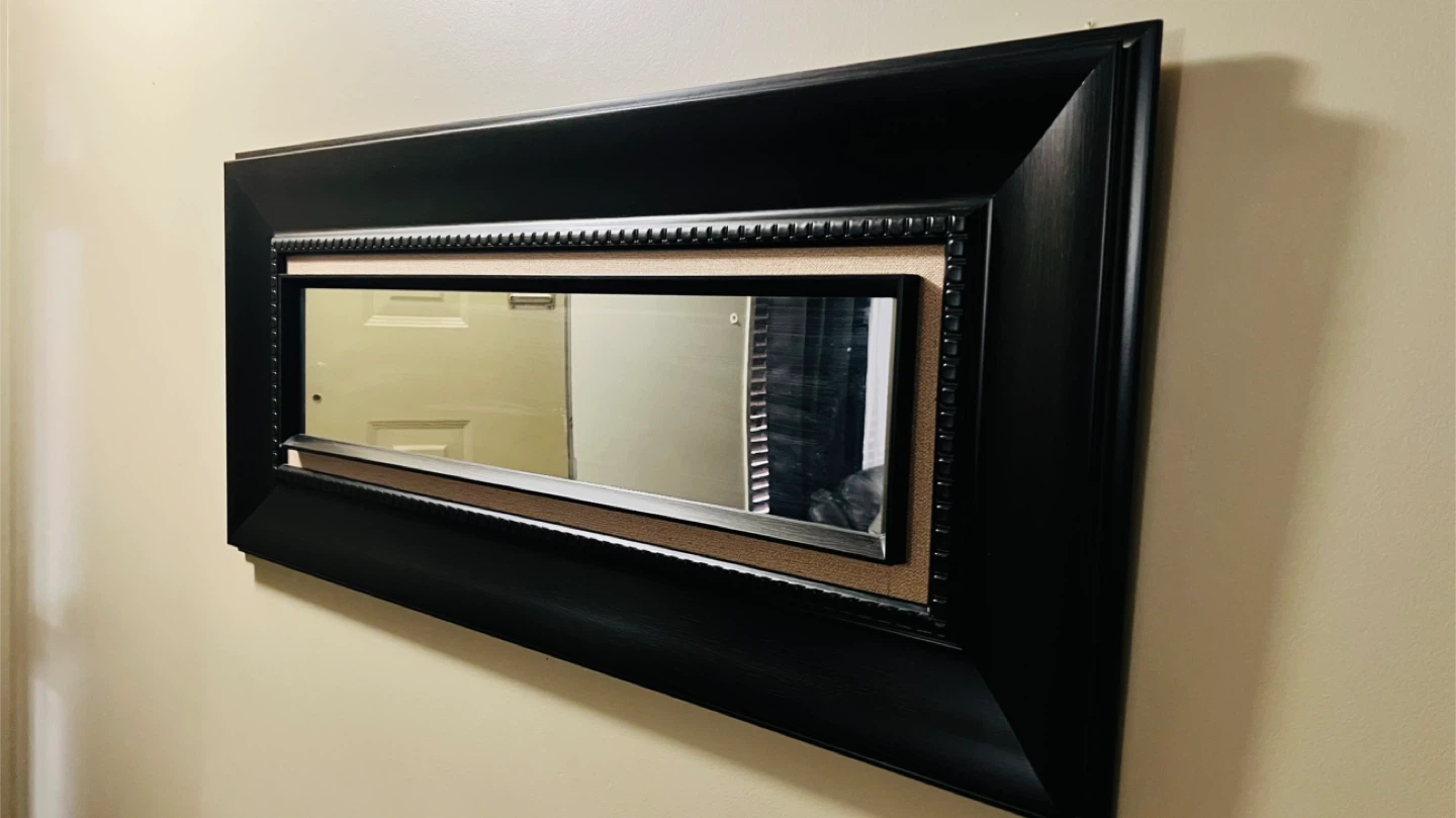 Black Framed Rectangular Mirror with Inner Border
