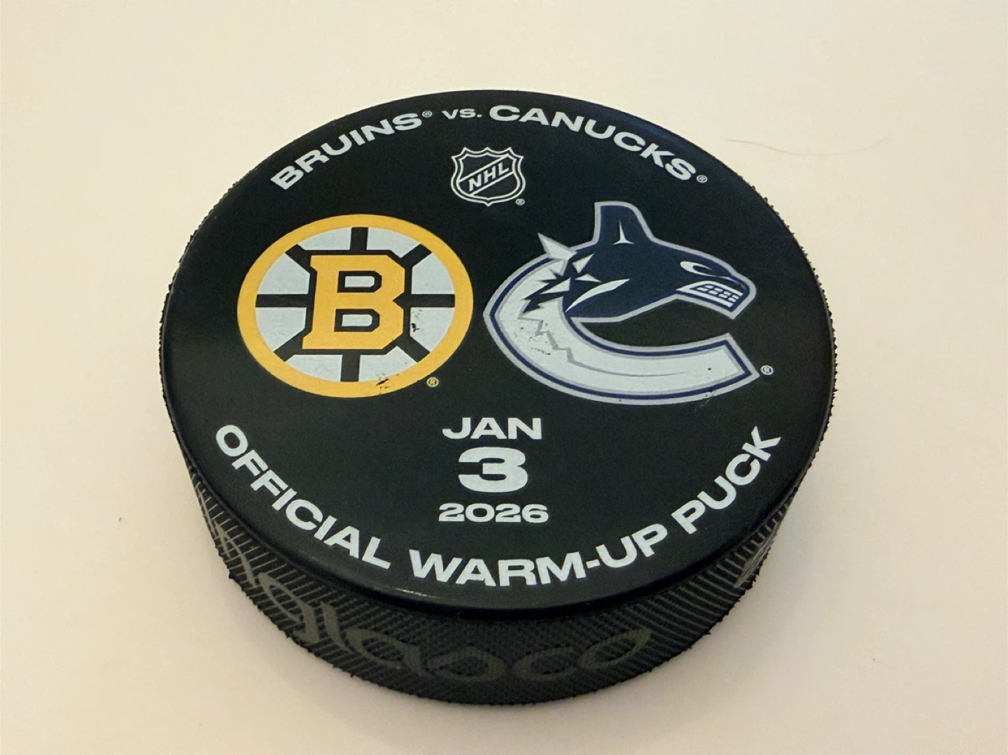 Boston Bruins Vs Vancouver Canucks Game Warm Up Puck Jan 3 2026