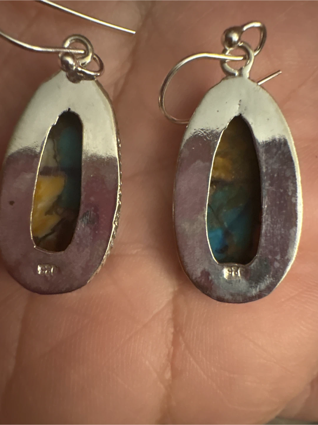 New 925 Sterling Silver Genuine Turquoise Earrings 🏆 - photo 2