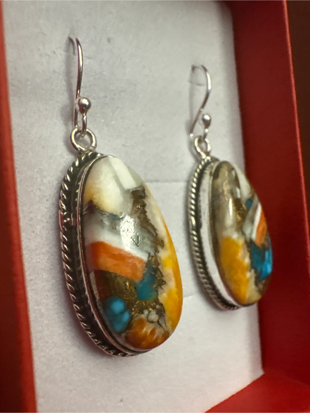 New 925 Sterling Silver Genuine Turquoise Earrings 🏆 - photo 3