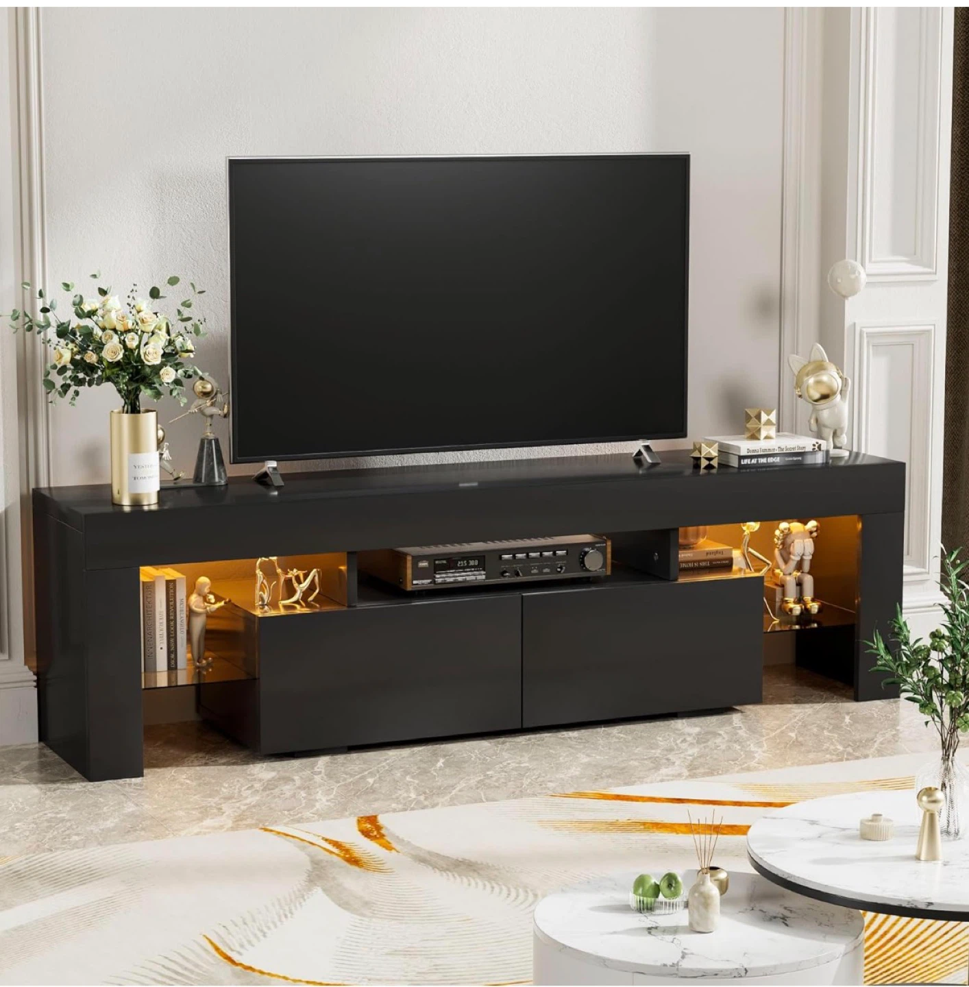 Black TV Stand for 32-70+ Inch TVs - photo 3