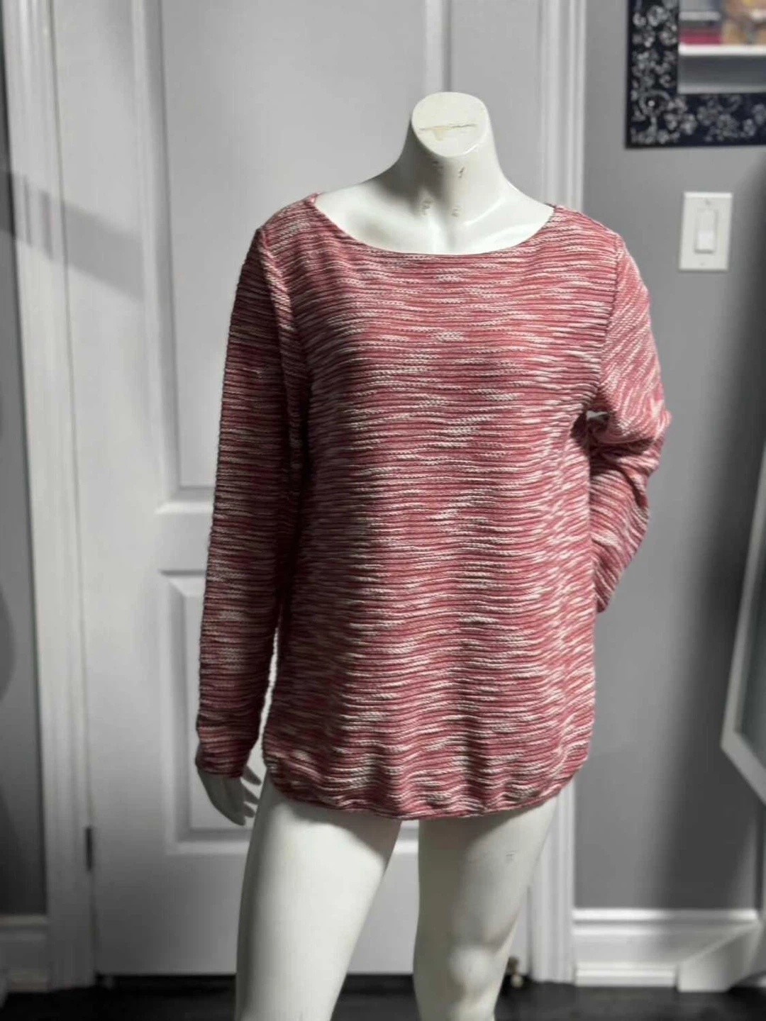 H&M Pink and White Marled Knit Long Sleeve Top (Women’s Small) - photo 3