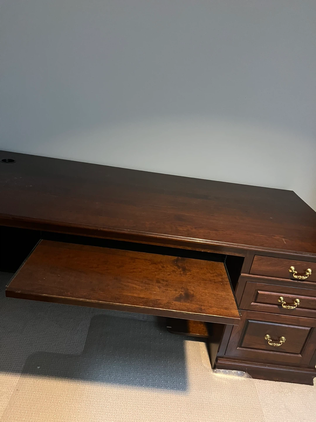 Dark Wood Desk with Hutch and Drawers - photo 5