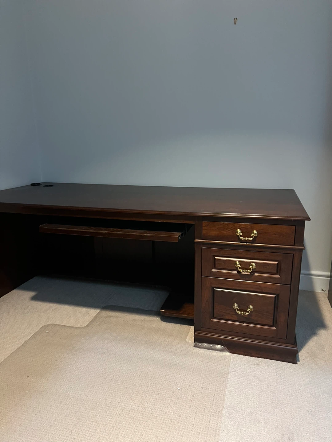 Dark Wood Desk with Hutch and Drawers - photo 4
