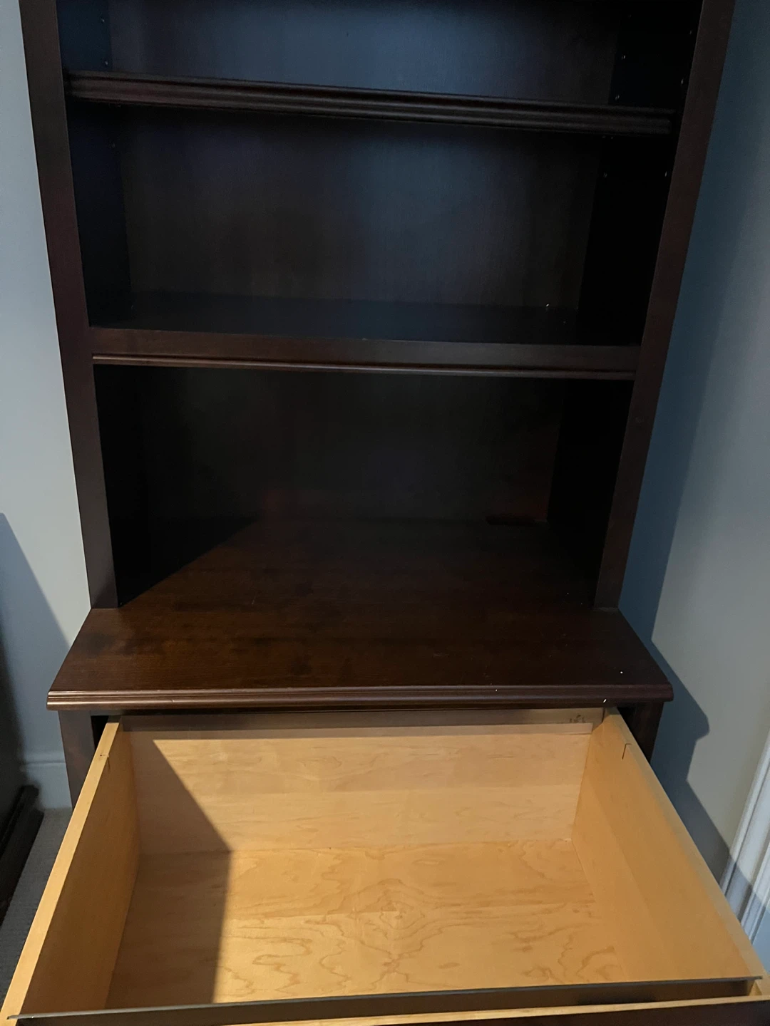 Dark Wood Desk with Hutch and Drawers - photo 3