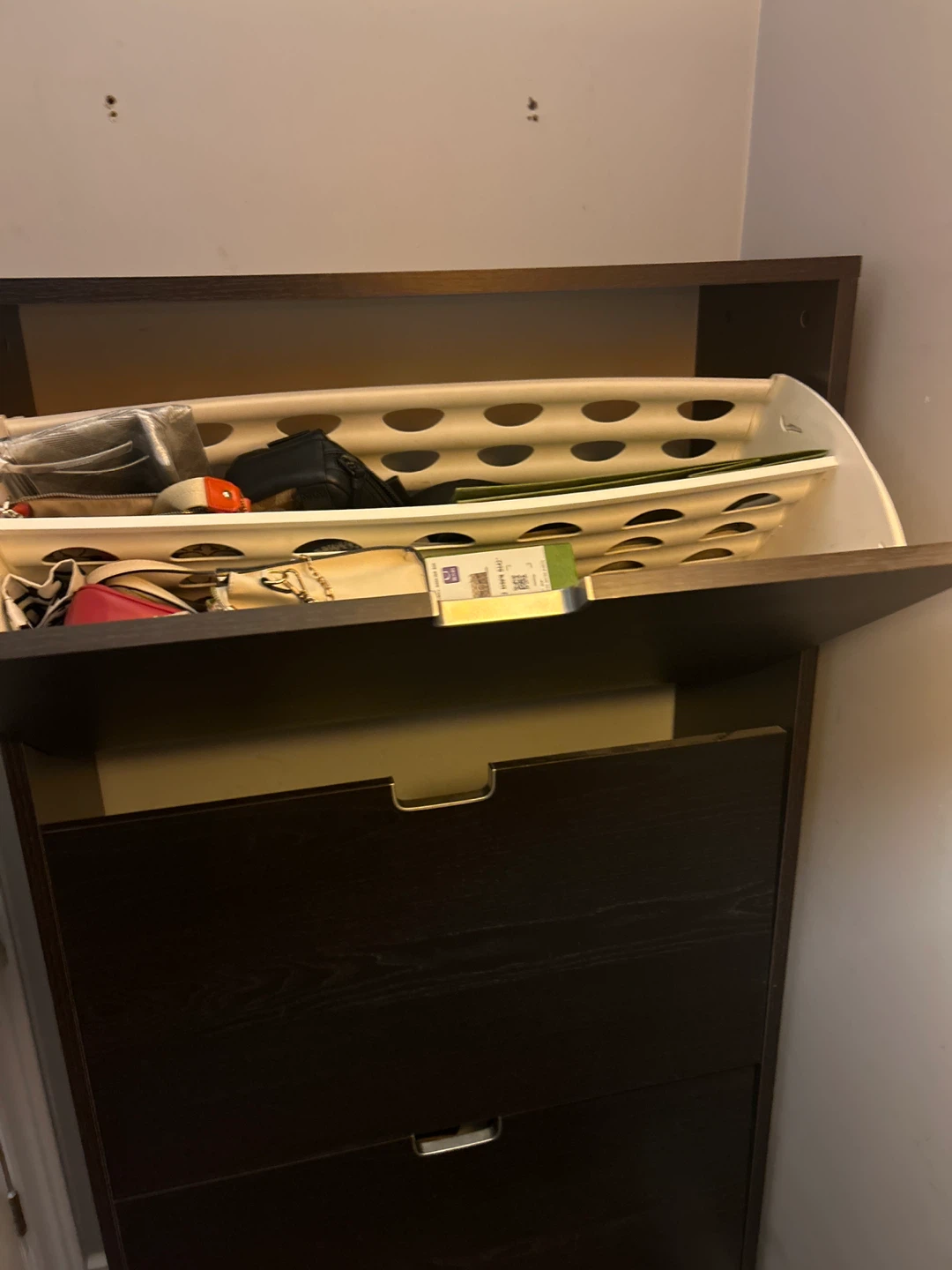 Dark Brown 3-Drawer Shoe Cabinet - photo 3