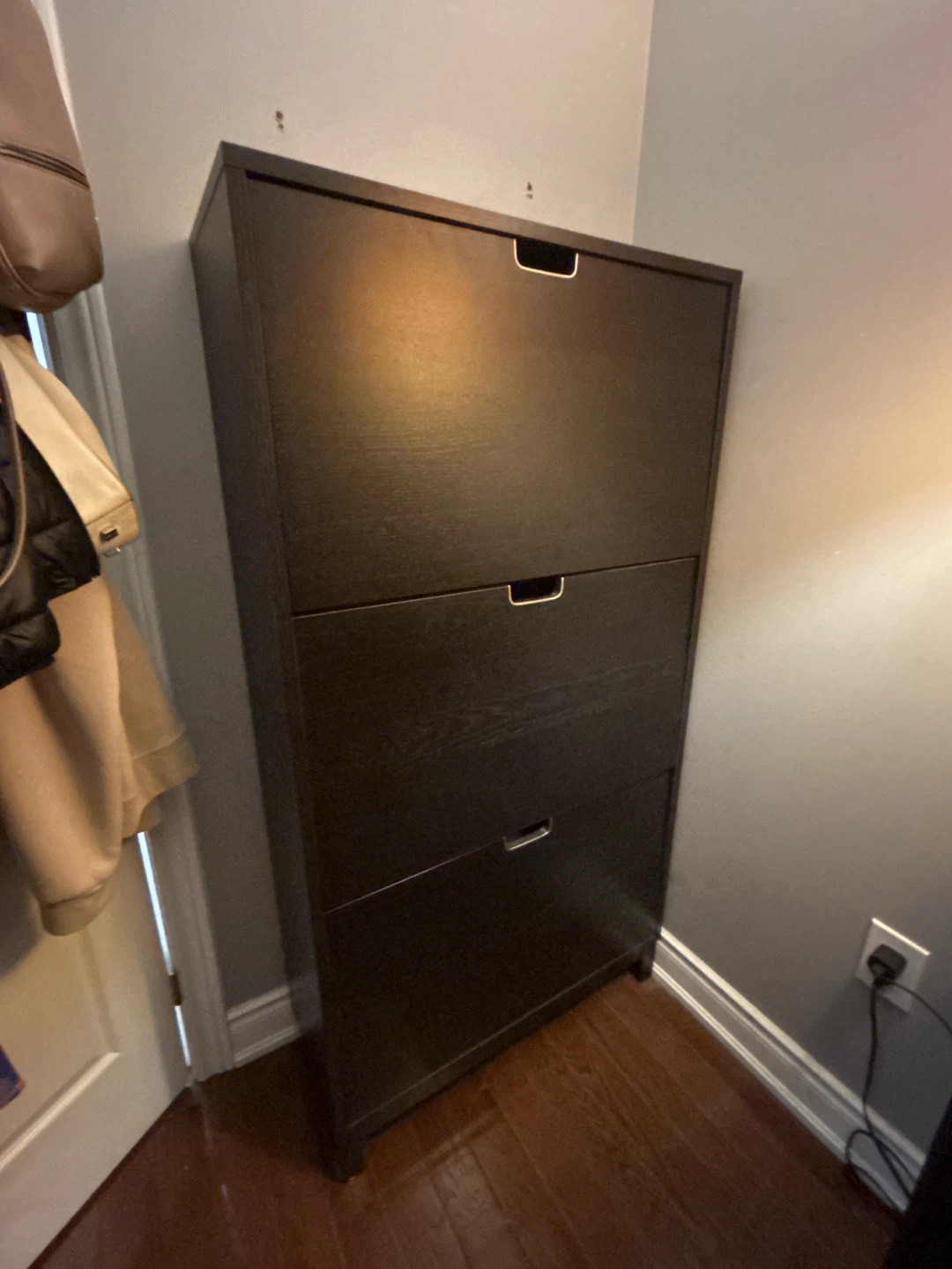 Dark Brown 3-Drawer Shoe Cabinet