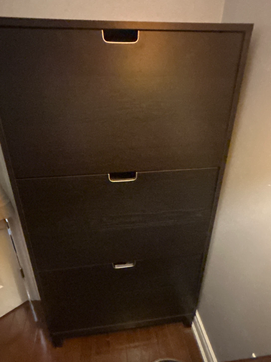 Dark Brown 3-Drawer Shoe Cabinet - photo 2