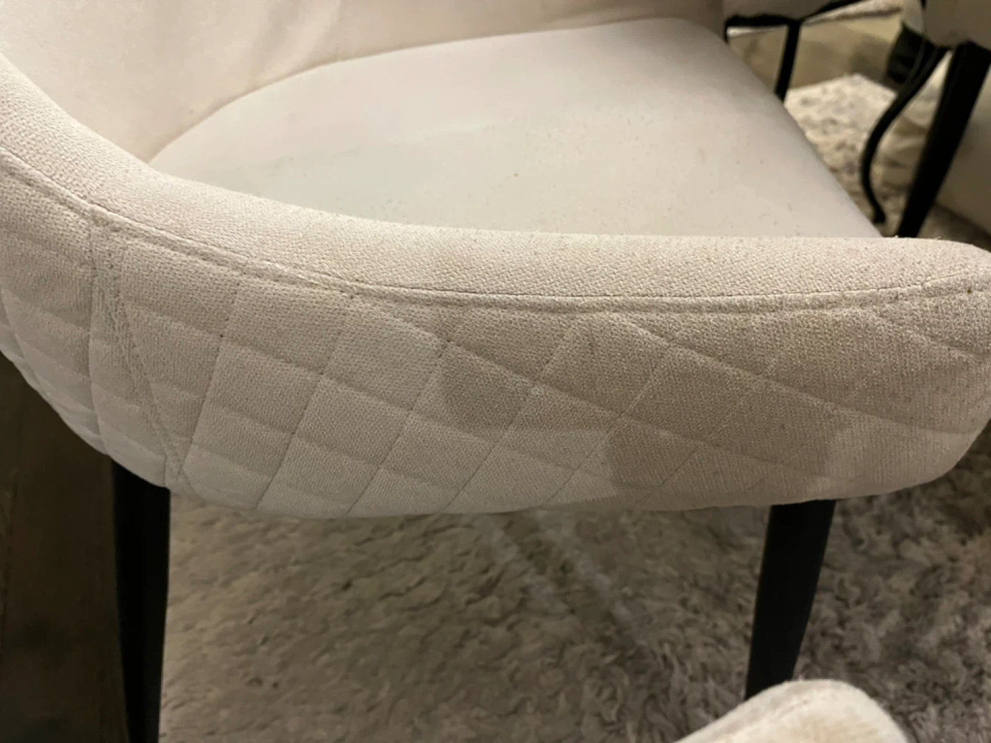 Cream Upholstered Dining Chair with Diamond Stitching - photo 5