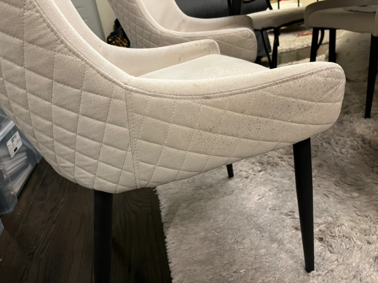 Cream Upholstered Dining Chair with Diamond Stitching - photo 4