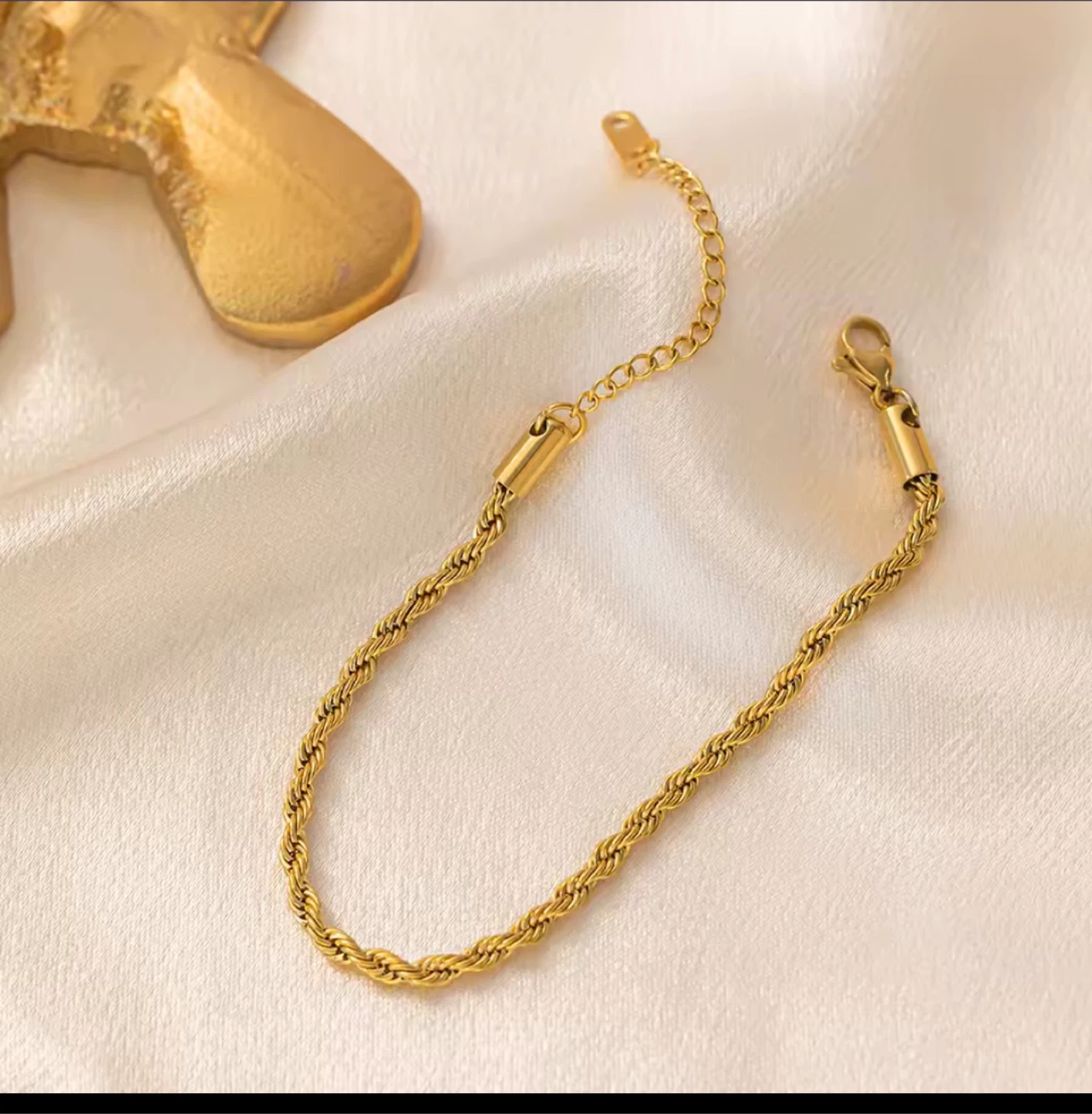 18k gold plated stainless steel necklace and bracelet set - photo 5