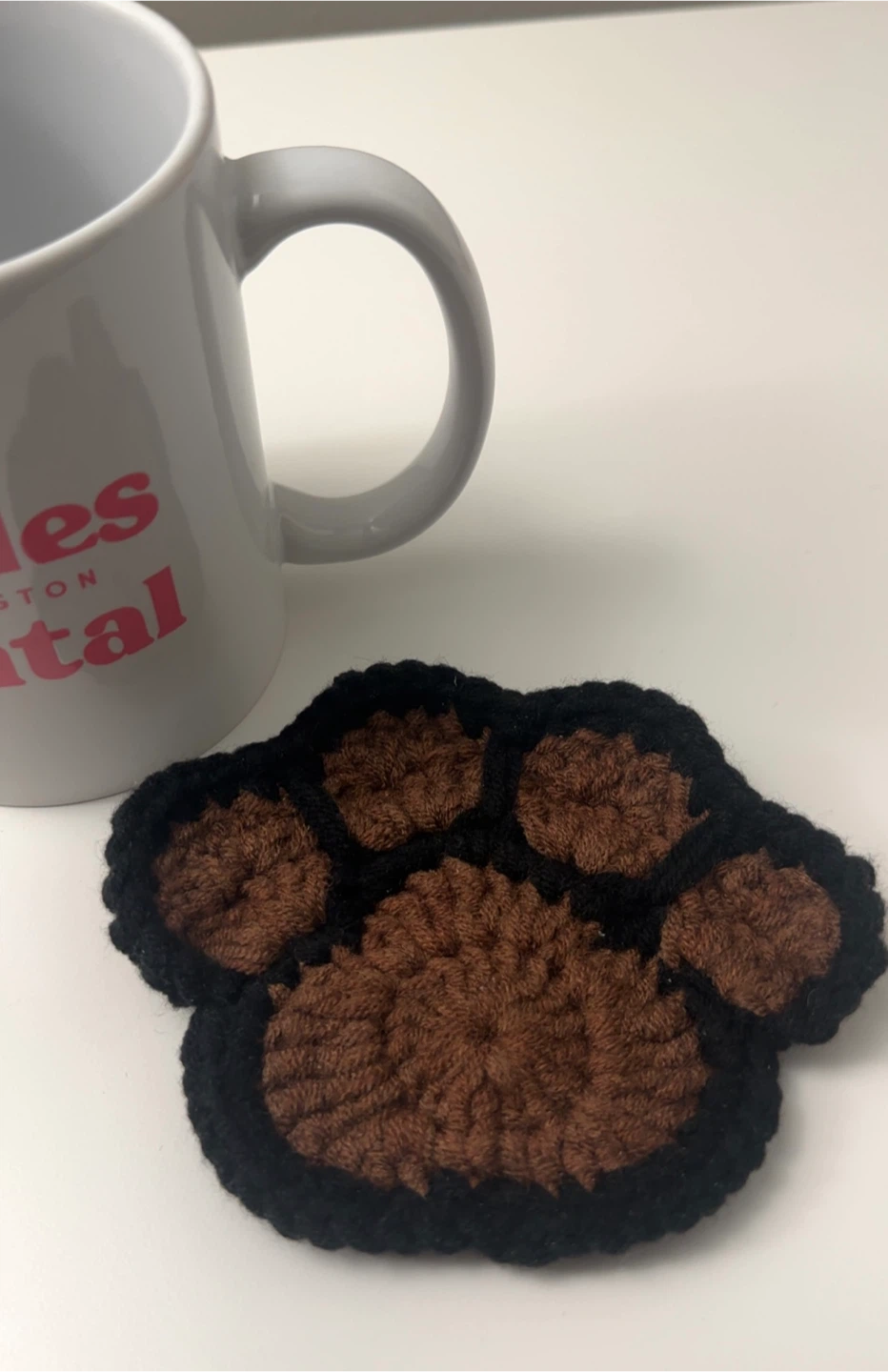 Cute Cat Paw Crochet Coaster (Customizable) - Birthday Gift,
