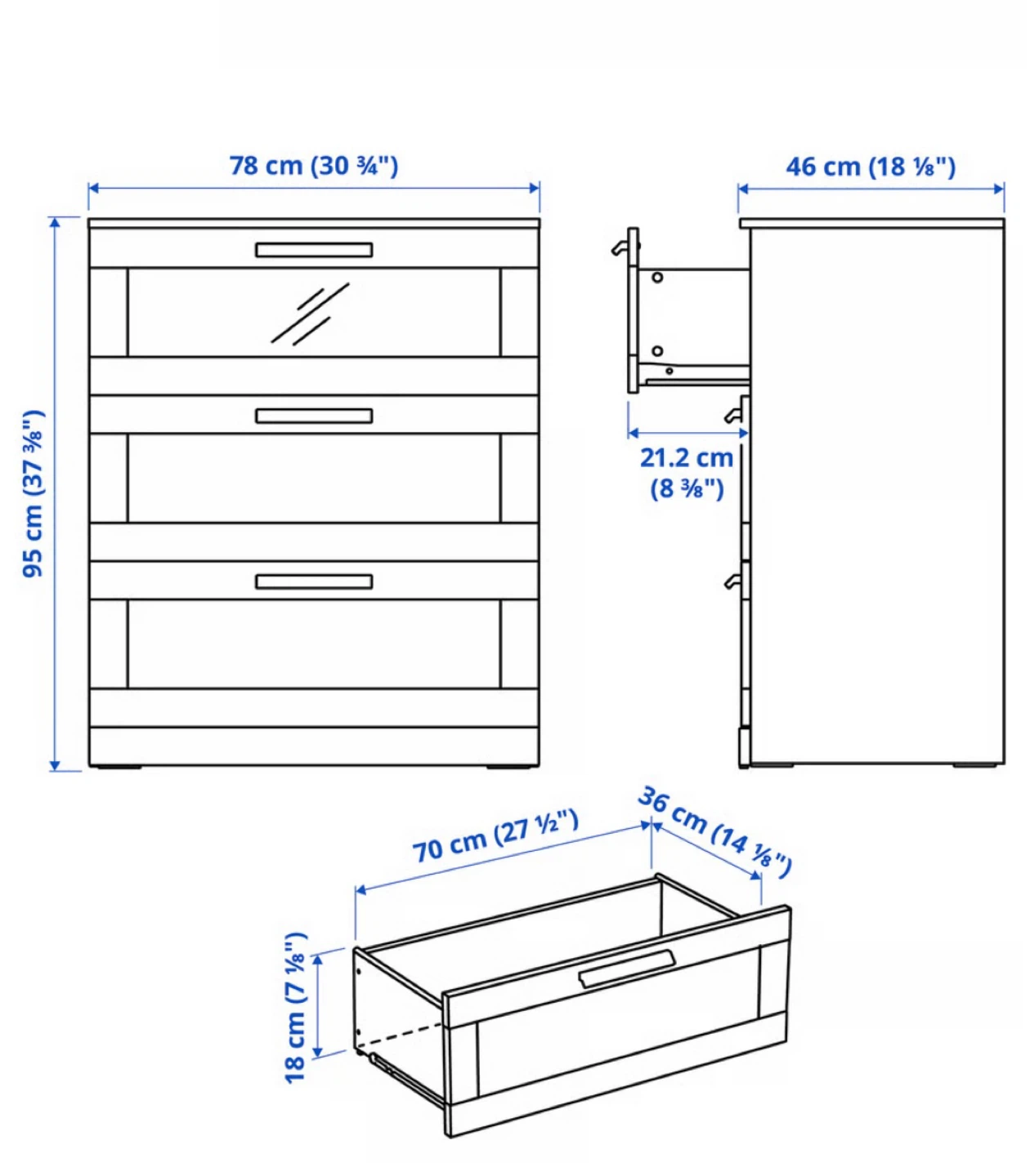 IKEA Brimnes 3 Drawer Dresser - photo 4