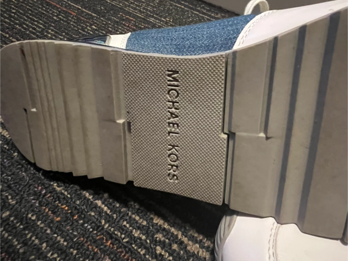 Michael Kors White & Blue Denim Leather Sneakers - Size 10 - photo 2