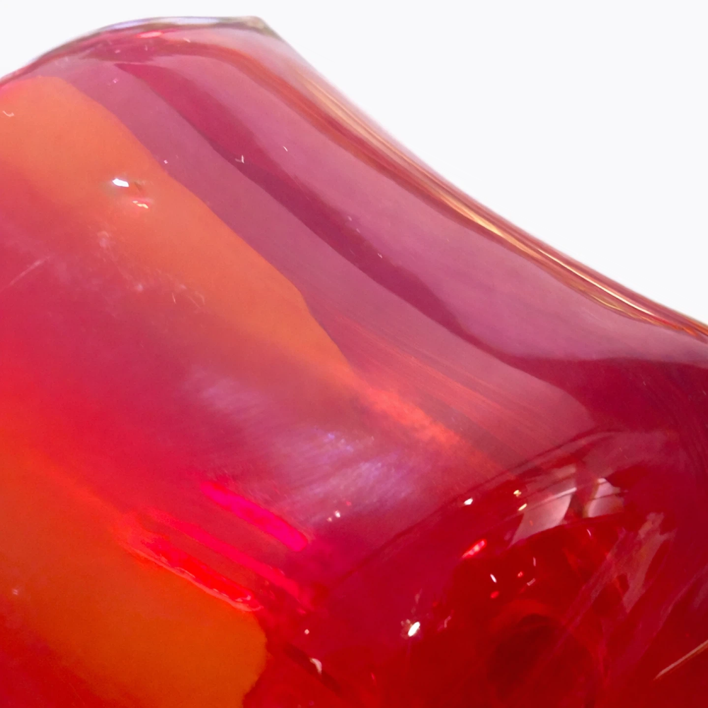 Cranberry & Tangerine Art Glass Pedestal Compote Bowl - photo 4