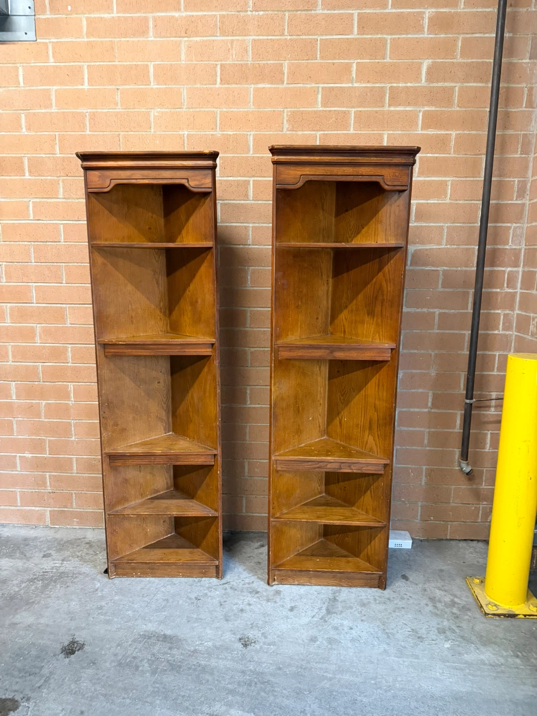 Set of 2 Wooden Corner Bookcases