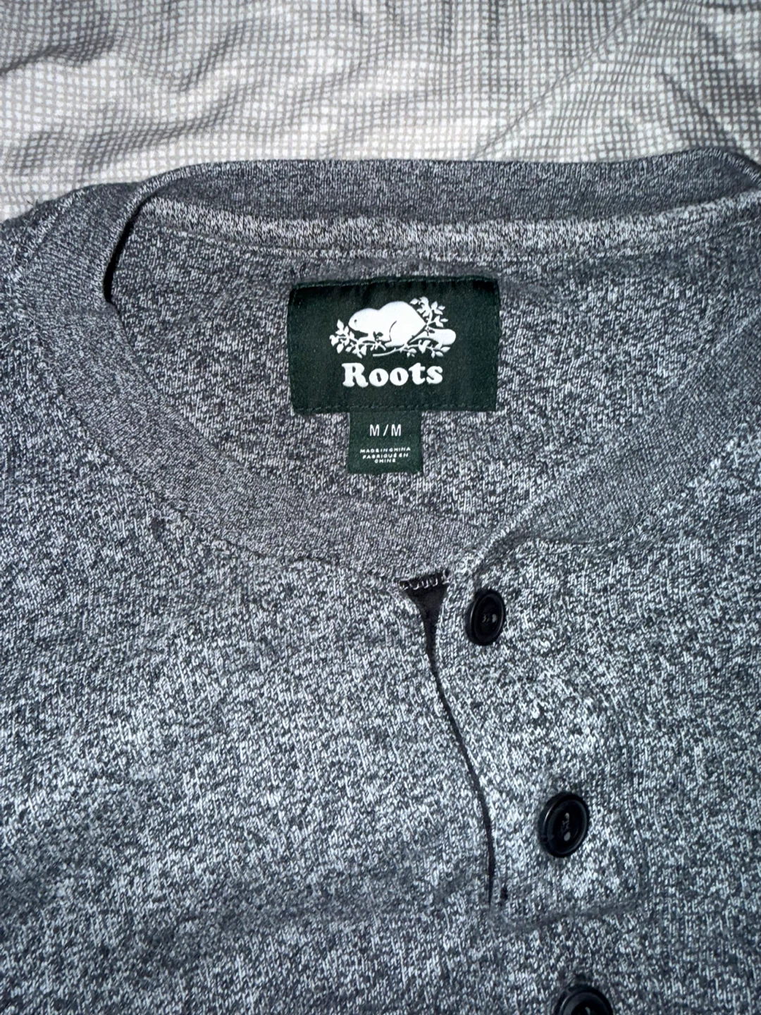 Roots Men's Grey Long Sleeve Henley Shirt M/M - photo 2