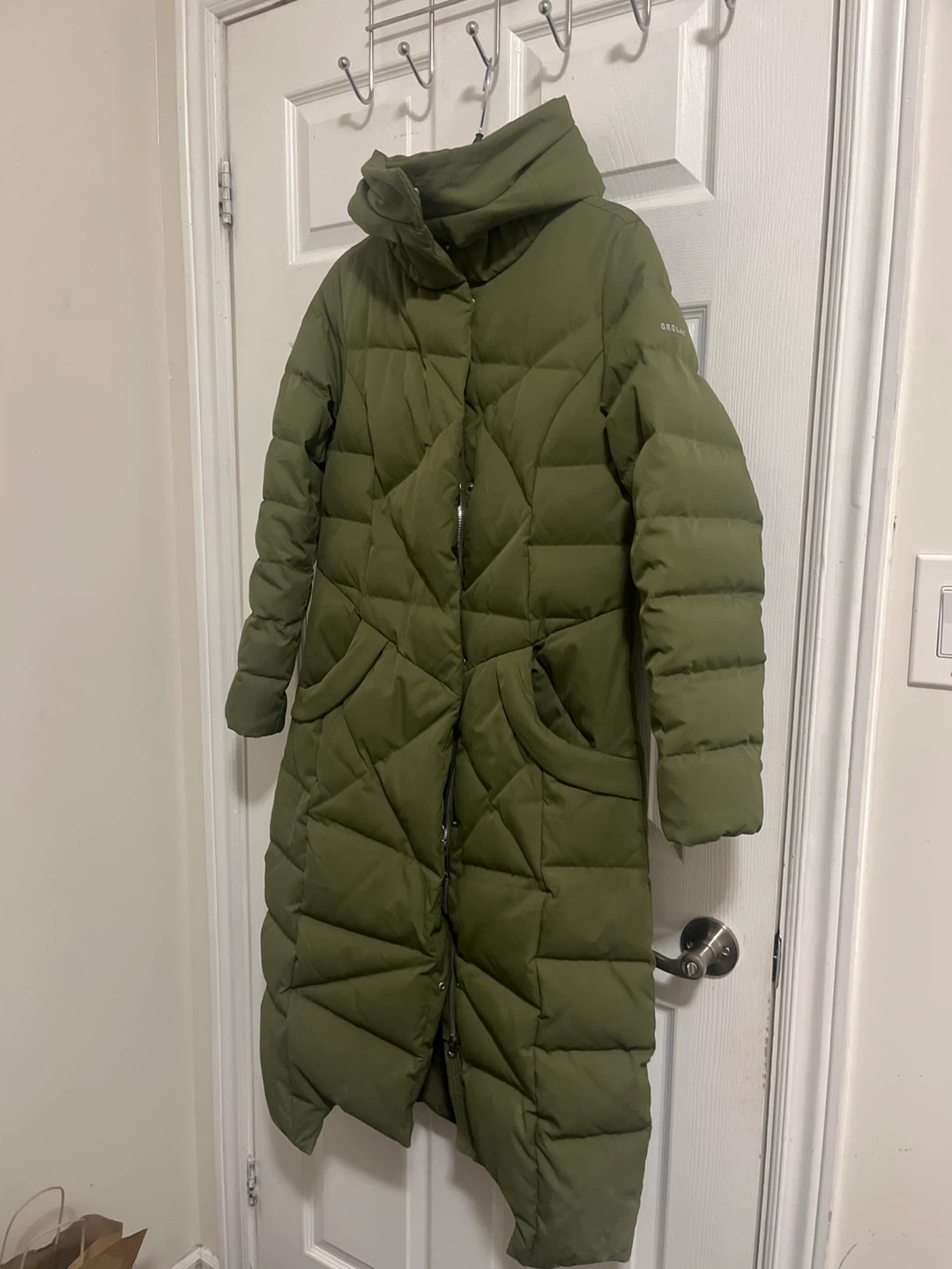 OROLAY Women's Long Down Jacket Green