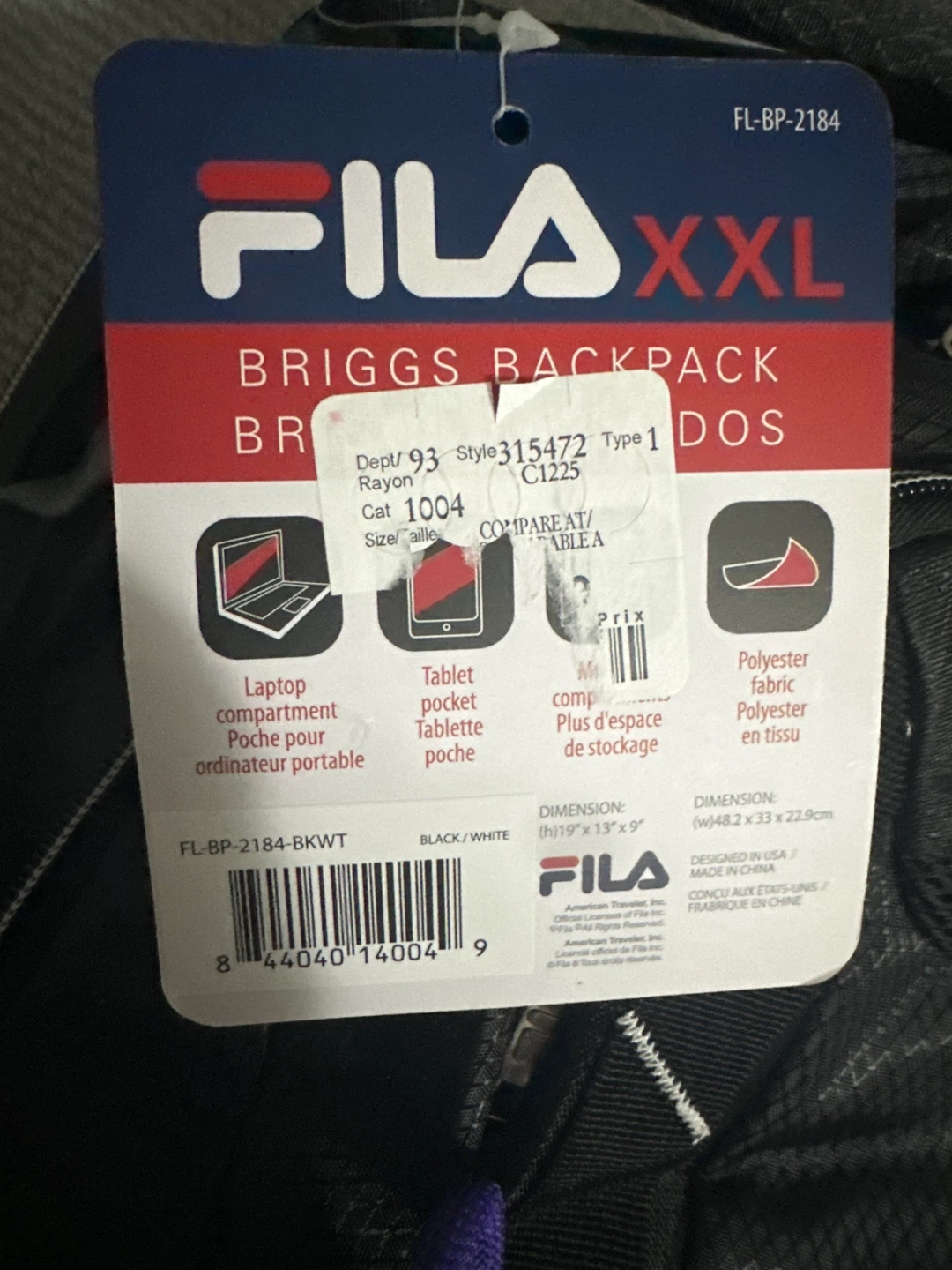 🏆Fila Briggs Backpack XXL - Black🏆 - photo 3