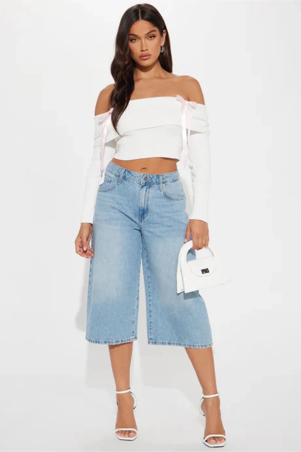 Fashion Nova “Just A Girl” Ivory Off Shoulder Bow Sweater - photo 2