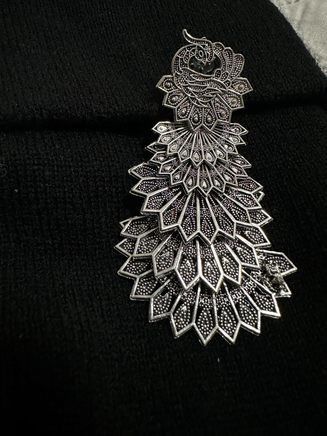 Silver Peacock Dangle Earrings - photo 4