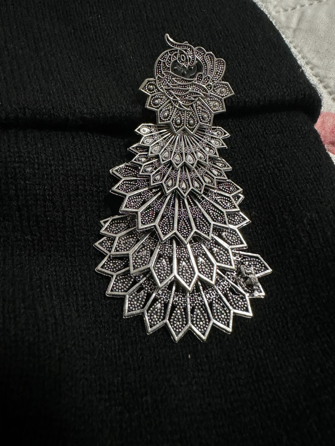 Silver Peacock Dangle Earrings - photo 3