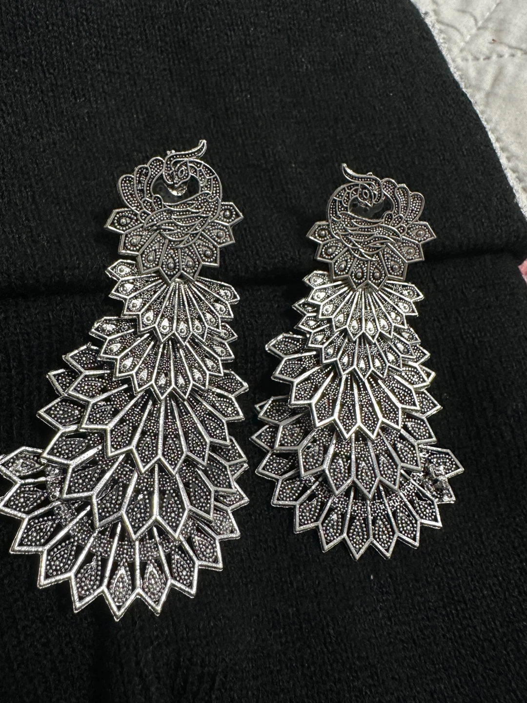 Silver Peacock Dangle Earrings - photo 2
