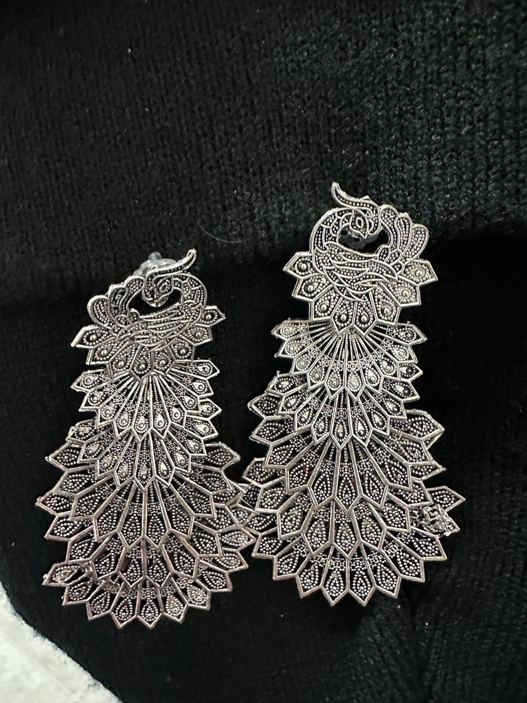 Silver Peacock Dangle Earrings - photo 5