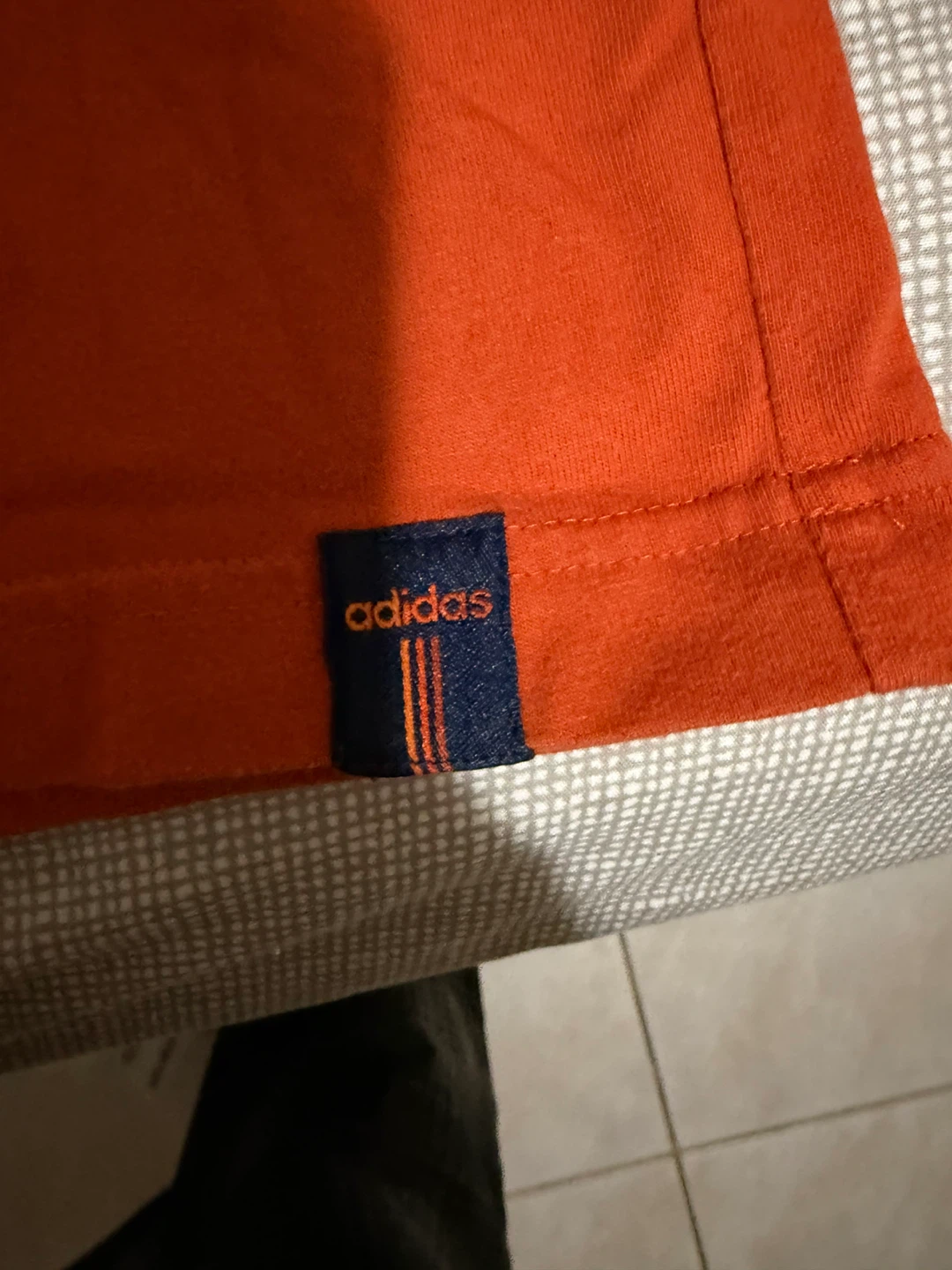 Adidas Orange T-Shirt with Navy Stripes - Medium - photo 2