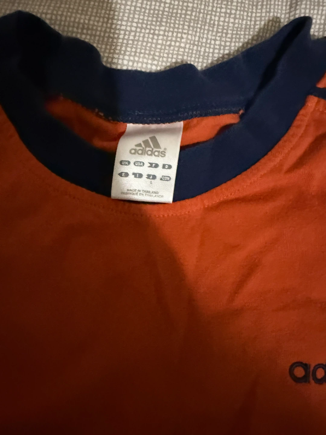Adidas Orange T-Shirt with Navy Stripes - Medium - photo 4