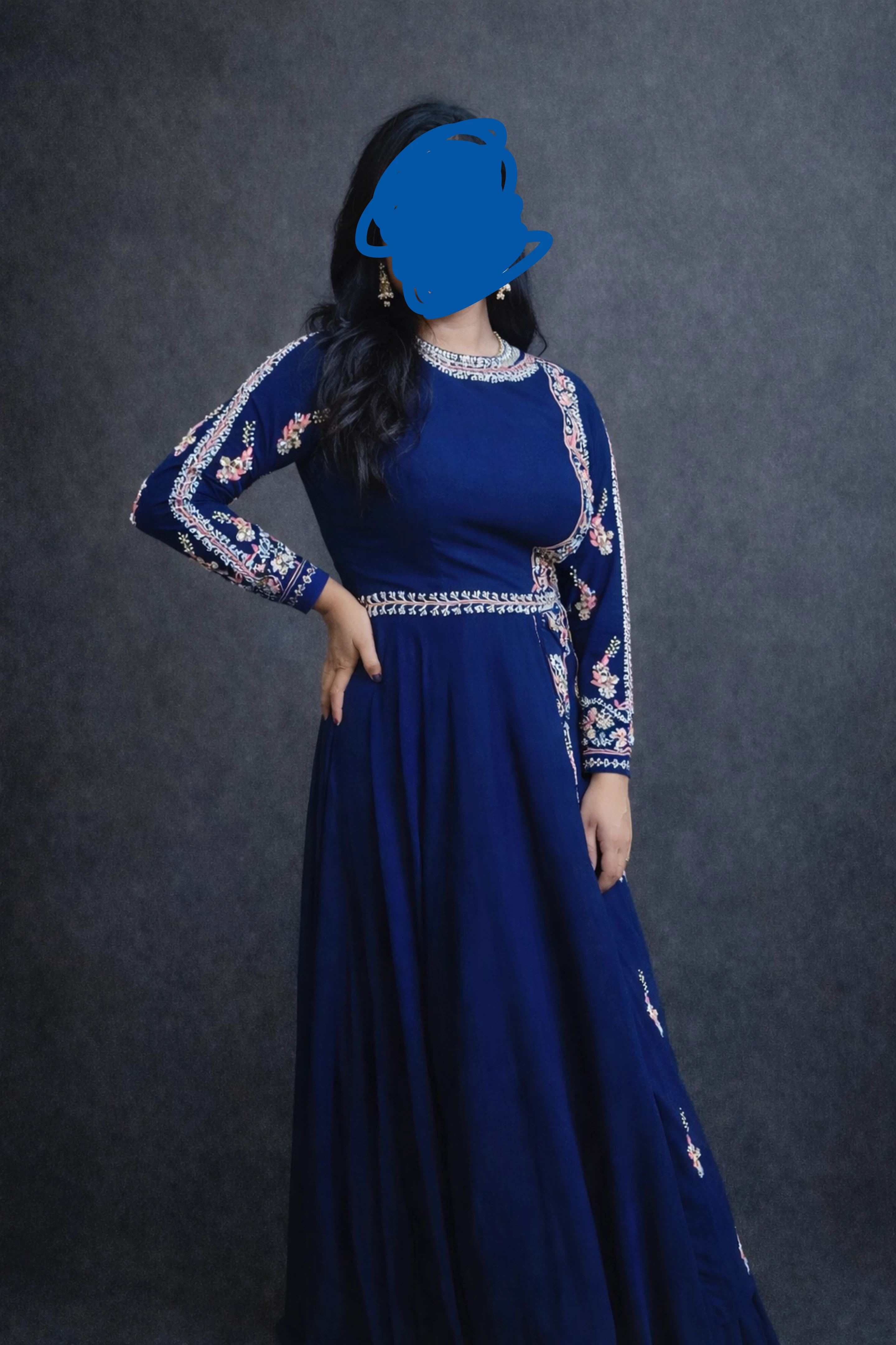 Embroidered Blue Anarkali Dress - photo 2