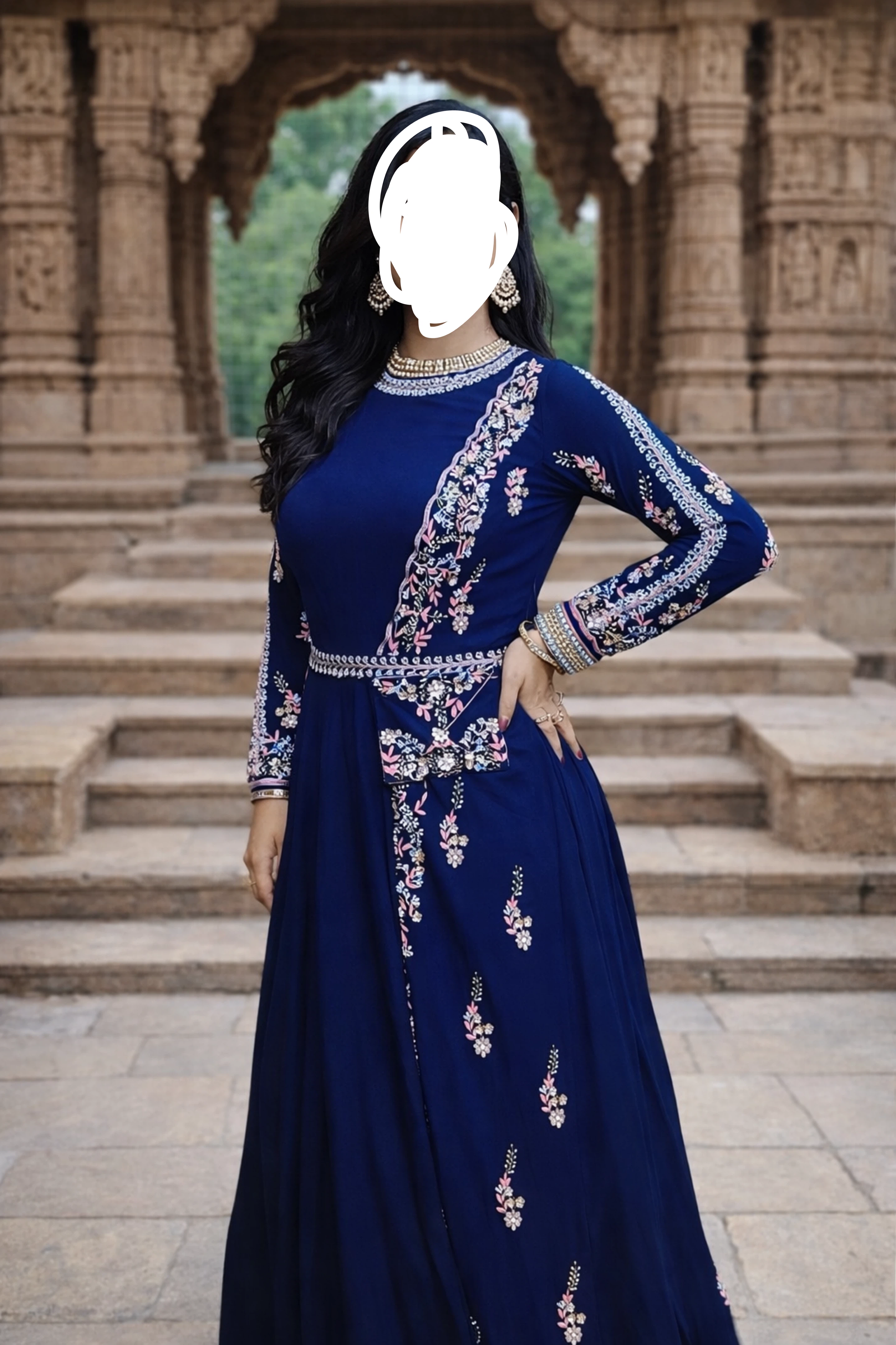 Embroidered Blue Anarkali Dress