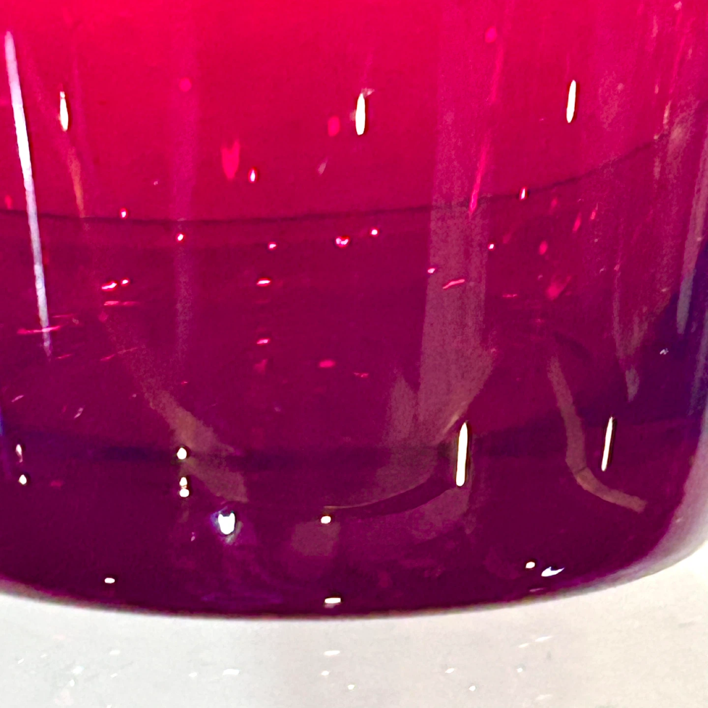 Ruby Red Art Glass Vase w Gilt Floral Band, Mid-Century - photo 5