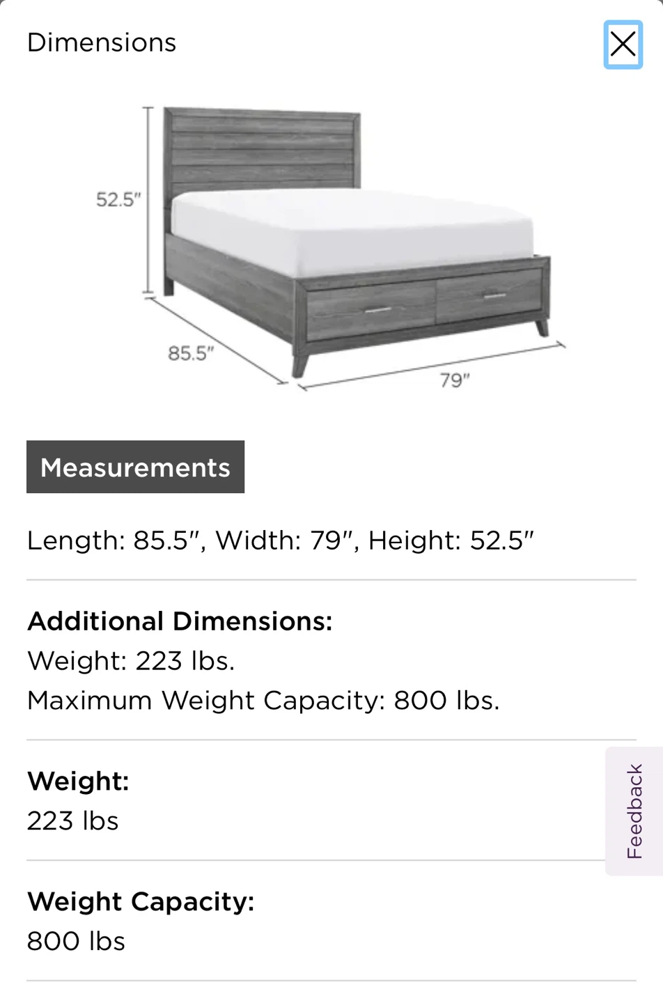 Gray Wooden King Bed Frame with Drawers - photo 3