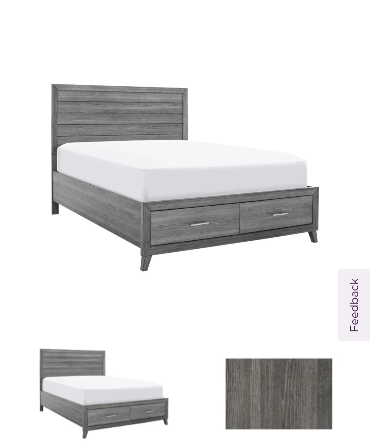 Gray Wooden King Bed Frame with Drawers - photo 2