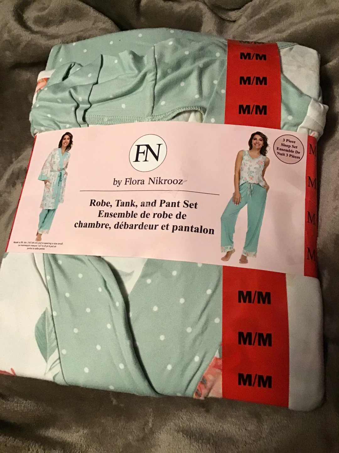 Flora Nikrooz 3 Piece Sleep Set - Robe, Tank, and Pant