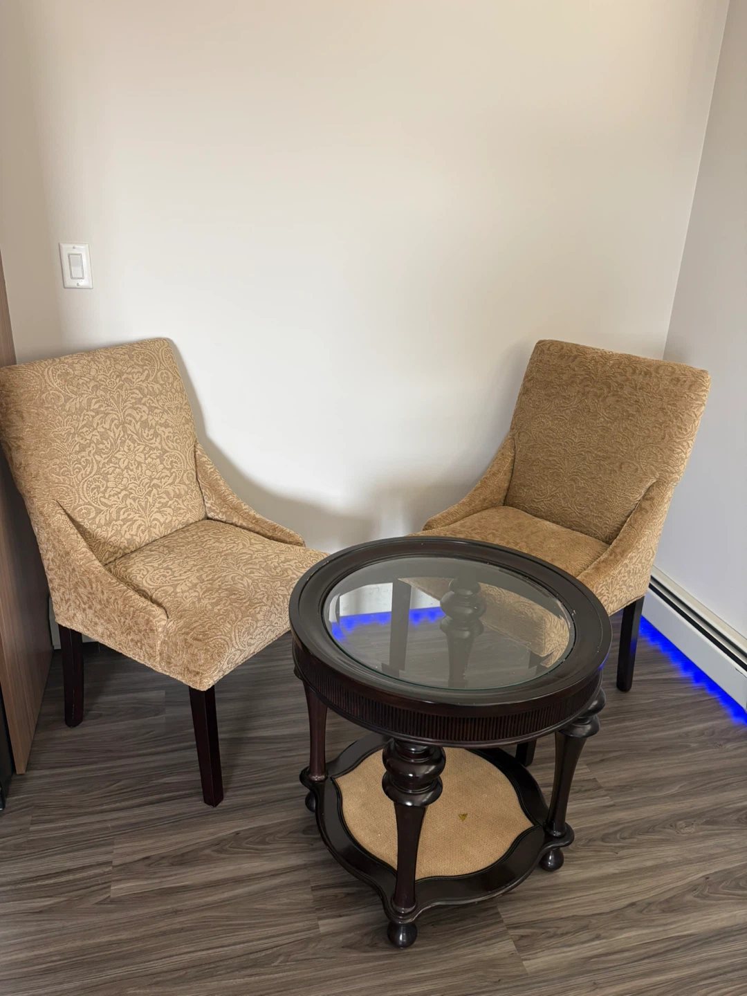 Set of 2 Accent Chairs and Round Side Table
