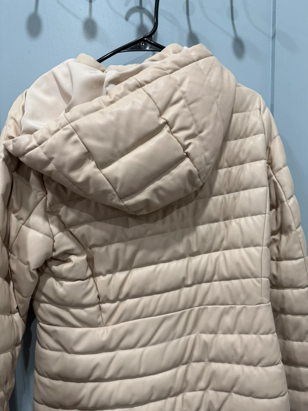 ZARA Quilted Hooded Faux Leather Jacket - Size XL - photo 3