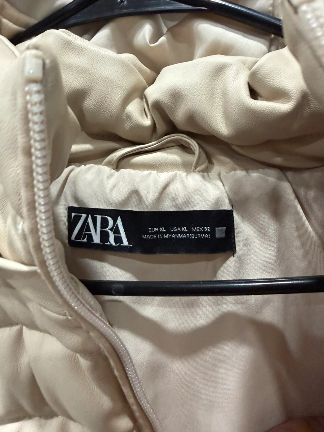 ZARA Quilted Hooded Faux Leather Jacket - Size XL - photo 2