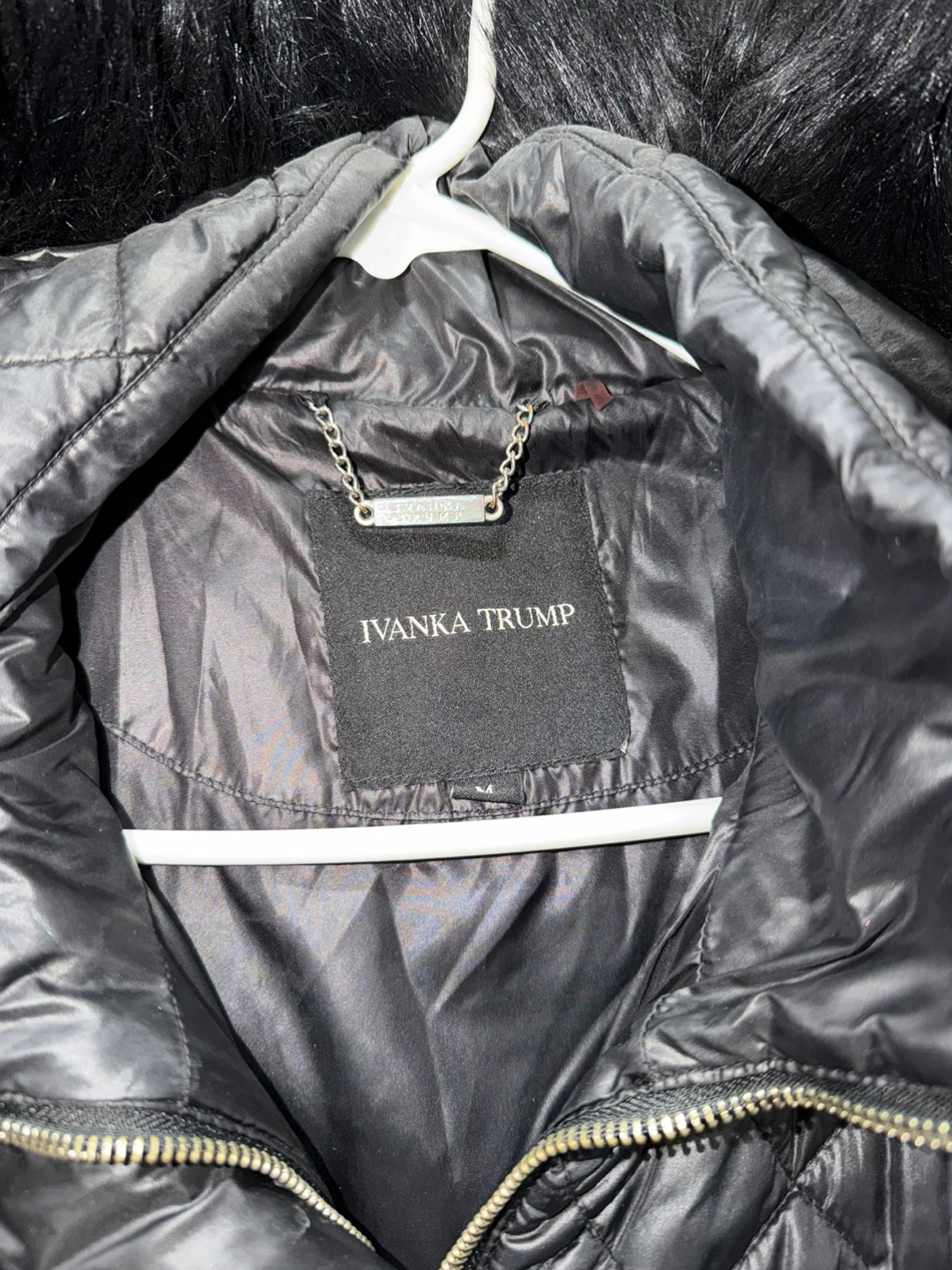 Puffer Jacket with Fur Hood - Black - Size M - photo 2